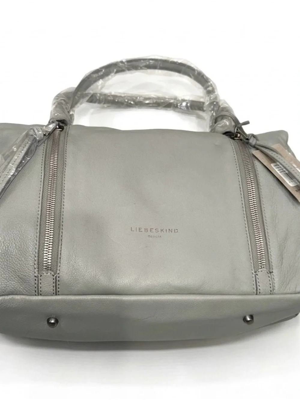 Liebeskind Pale Gray Pebbled Leather Satchel